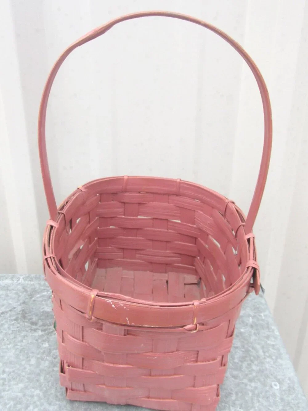 Brown Wicker Woven Basket with Handle and Spring Decor